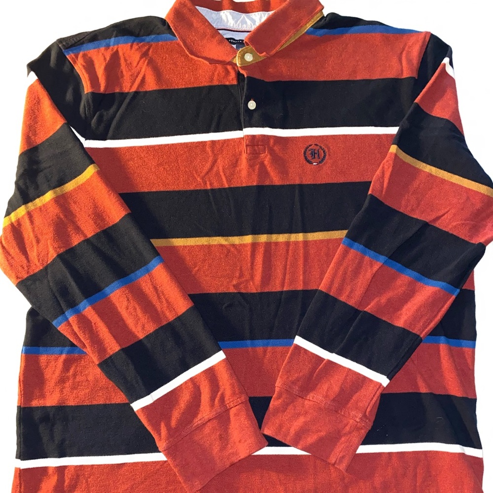 Stripped Tommy Hilfiger polo shirt 100% cotton size XXL custom fit